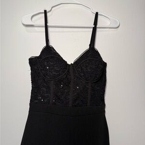 Black Lace Bustier Jumpsuit